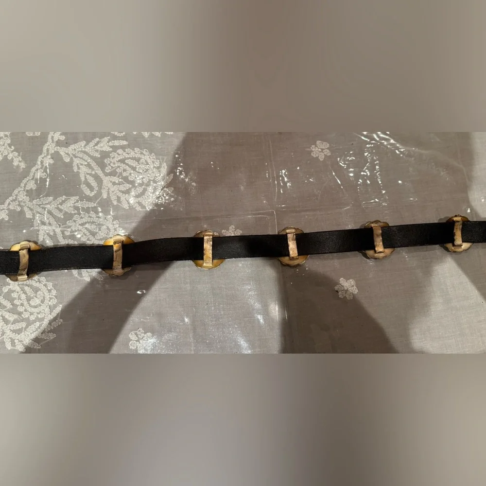 ❤️ RALPH LAUREN Black Leather Belt with Silver Accents - Picture 8 of 16